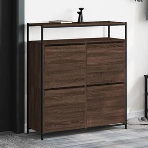 vidaXL Schuhschrank mit 4 Klappen Braun Eiche-Optik 100x34x112 cm