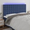 vidaXL LED Kopfteil Blau 180x5x118/128 cm Stoff
