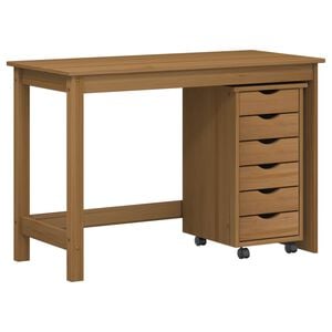 vidaXL Desk und Rolling Cabinet Set MOSS 2 stk. Honigbraun