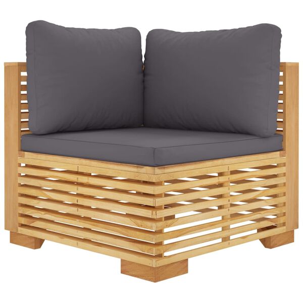 vidaXL Garten-Ecksofas mit Kissen 2 Stk. Massivholz Teak