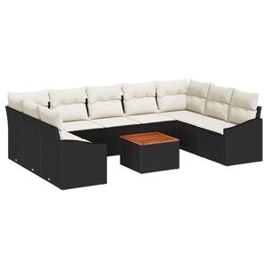 vidaXL Gartensofa-set mit Kissen 10 pcs Schwarz Poly-Rattan