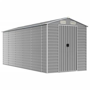 vidaXL Gartenhaus Hellgrau 191 x 470 x 198 cm Verzinkter Stahl