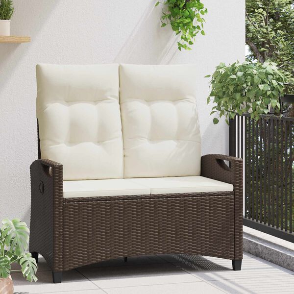 vidaXL Gartenbank mit Kissen Braun und Creme 105 x 60 x 112 cm