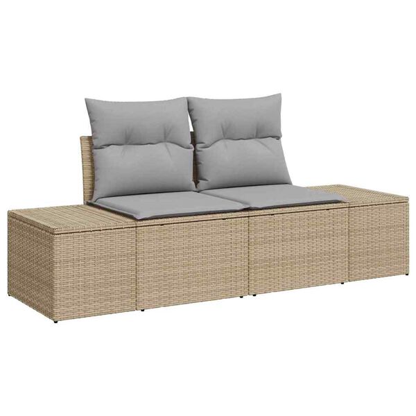 vidaXL Garten-Sofa-Set mit Kissen mit Kissen 5 pcs Beige und Hellgrau