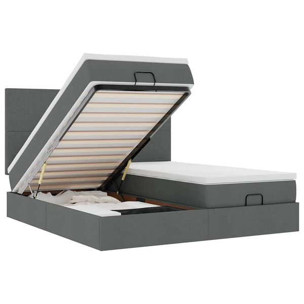 vidaXL Ottoman-Bett mit Matratzen Dunkelgrau 180x200 cm Stoff
