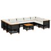 vidaXL 10-tlg. Garten-Sofagarnitur mit Kissen Schwarz Poly Rattan