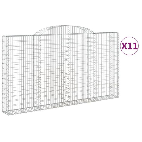 vidaXL Gabionen mit Hochbogen 11 Stk 300x30x160/180cm Verzinktes Eisen