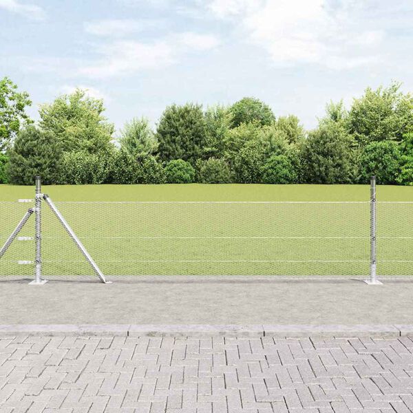 vidaXL Zaunpfosten Silber 10 x 0,5 m (13 mm Netz) Stahl