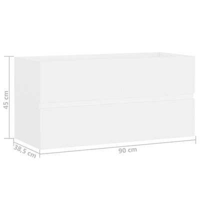 vidaXL Waschbeckenunterschrank Weiß 90x38,5x45 cm Holzwerkstoff