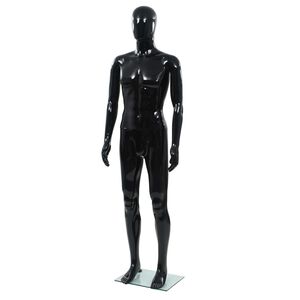 vidaXL M&auml;nnliche Schaufensterpuppe mit Glassockel Schwarz 185 cm