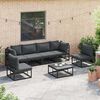 vidaXL Garten-Sofa-Set mit Kissen 6 pcs Schwarz Aluminium