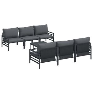 vidaXL Gartensofa-set mit Kissen 7 pcs Schwarz Stahl