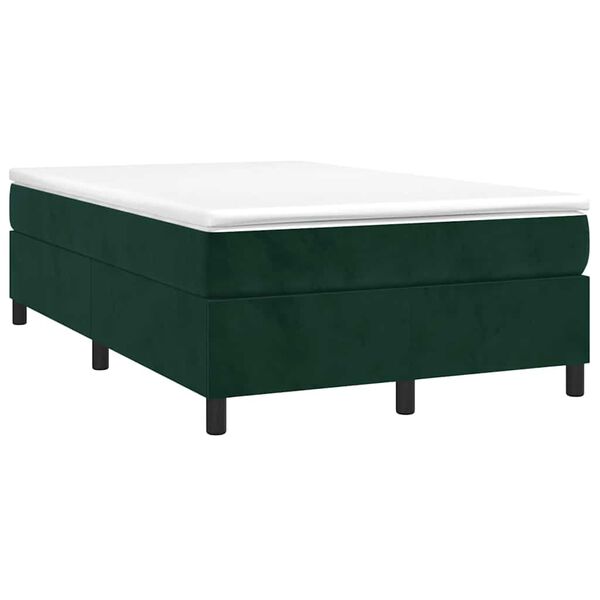 vidaXL Boxspringbett mit Matratze Dunkelgr&uuml;n 120x200 cm Samt