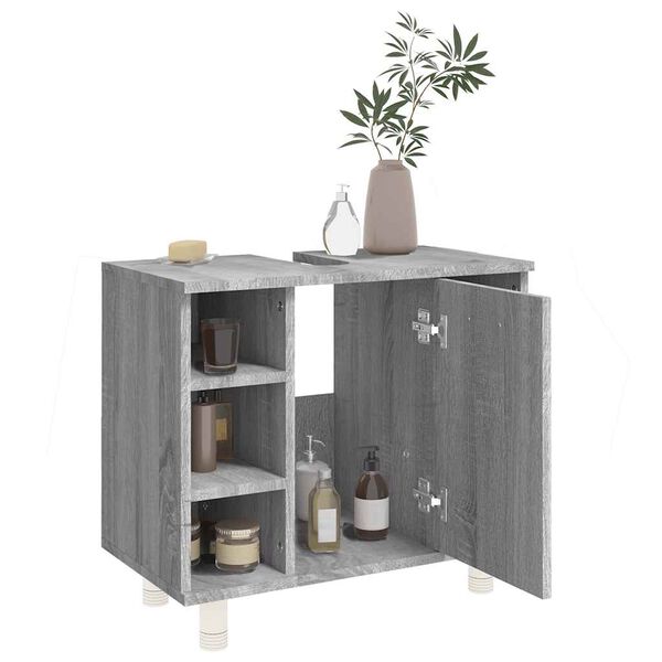 vidaXL Badschrank Grau Sonoma 60x32x53,5 cm Holzwerkstoff