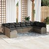 vidaXL Sofa Set mit Kissen mit Speicher 10 pcs Grau Poly-Rattan