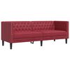 vidaXL 3-tlg. Chesterfield-Sofa-Set Weinrot Kunstleder