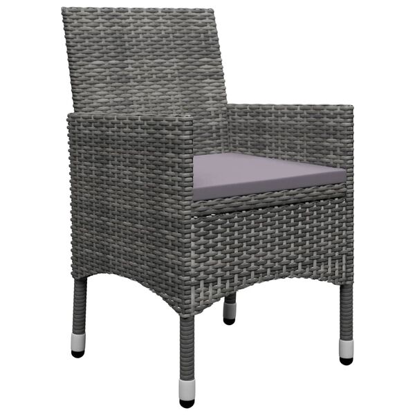 vidaXL 3-tlg. Bistro-Set Poly Rattan und Akazienholz Grau