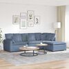 vidaXL Modulares Sofa mit Fußhocker Kissen Cordstoff Blau