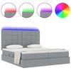 vidaXL Bett mit LED-Lichtleisten Hellgrau 180 x 200 cm Stoff
