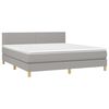 vidaXL Boxspringbett mit Matratze & LED Hellgrau 180x200 cm Stoff