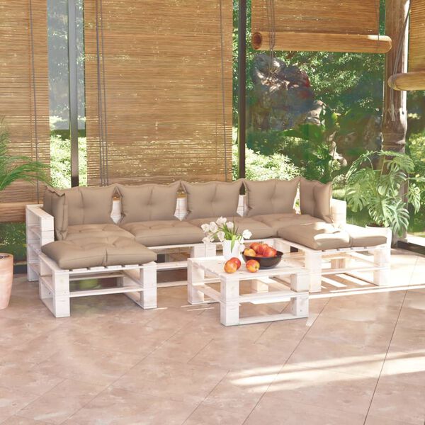 vidaXL 7-tlg. Garten-Lounge-Set aus Paletten mit Kissen Kiefernholz