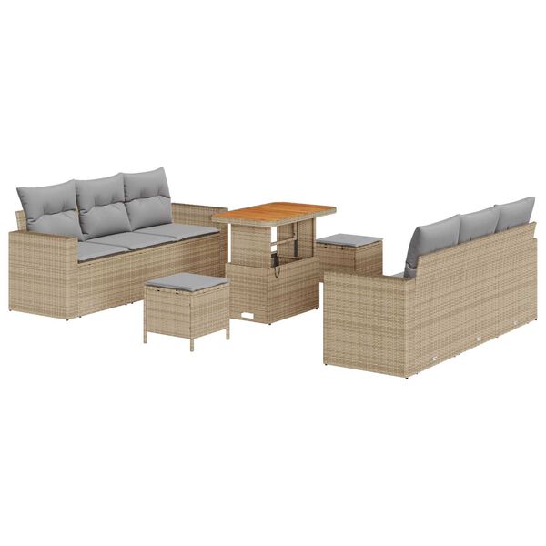 vidaXL Garten-Sofa-Set 9 pcs Beige Poly-Rattan