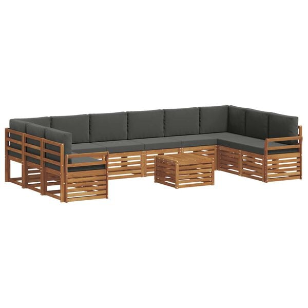 vidaXL Sofagarnituren 11 pcs Natur und Anthrazit Massivholz Akazie