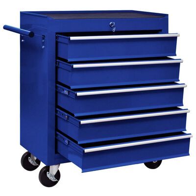 vidaXL Werkstattwagen mit 5 Schubladen Blau