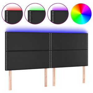 vidaXL LED Kopfteil Schwarz 180x5x118/128 cm Kunstleder