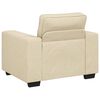 vidaXL 3-teiliges Sofa-Set mit Kissen, cremefarbener Stoff