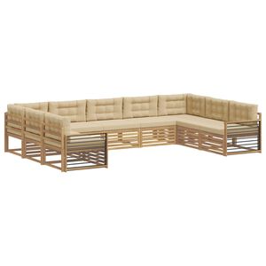 vidaXL Outdoor-Sofagarnitur 9 stk. Wei&szlig; und Beige Massivholz Akazie