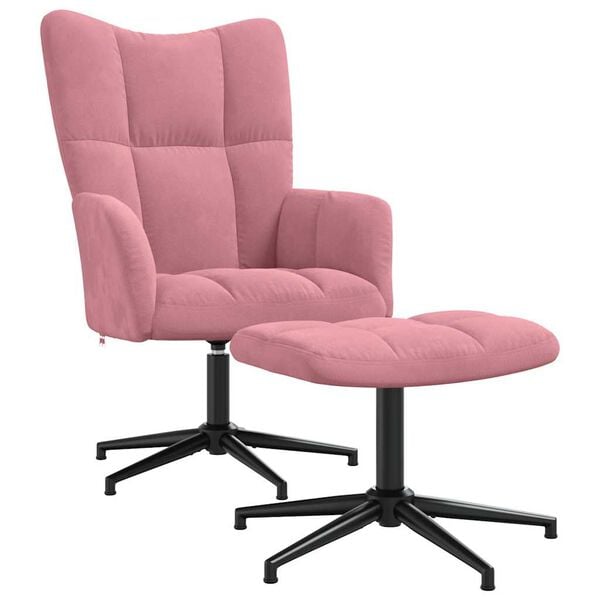vidaXL Relaxsessel mit Hocker Rosa Samt