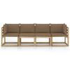 vidaXL Gartensofa 4-Sitzer mit Kissen in Taupe
