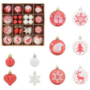 vidaXL Weihnachtskugel-Set 40 Stk. Rot und Wei&szlig; &Oslash; 6 cm Kunststoff LEDs