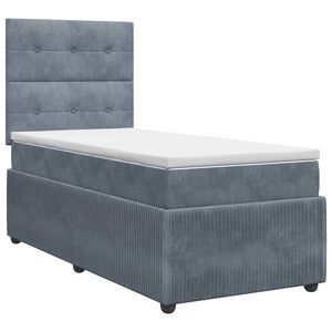 vidaXL Boxspringbett mit Matratze Dunkelgrau 80 x 200 cm Samt