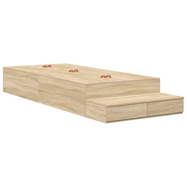 vidaXL Aufbewahrungsbettgestell Sonoma-Eiche 75 cm Holzwerkstoff