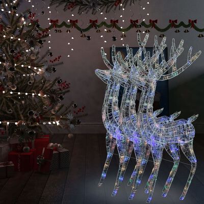 vidaXL XXL Rentiere Weihnachtsdekoration Acryl 250 LED 3 Stk. 180 cm