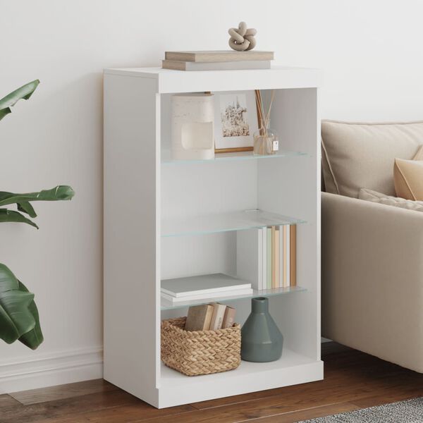 vidaXL Sideboard mit LED-Leuchten Wei&szlig; 60,5x37x100 cm