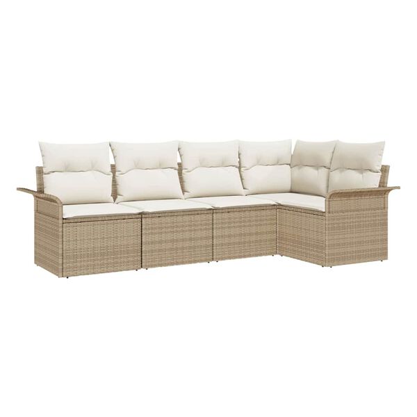 vidaXL Gartensofa-set mit Kissen 5 pcs Poly-Rattan