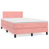 vidaXL Boxspringbett mit Matratze & LED Rosa 120x190 cm Samt