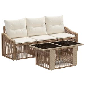 vidaXL Gartensofa-set 4 stk. Beige und Cremewei&szlig; Poly-Rattan