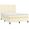 vidaXL Boxspringbett mit Matratze & LED Creme 140x200 cm Kunstleder