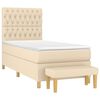 vidaXL Boxspringbett mit Matratze Creme 100x200 cm Stoff