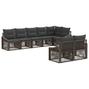 vidaXL Gartensofa-set 8 stk. Grau Poly-Rattan