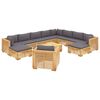 vidaXL 12-tlg. Garten-Lounge-Set mit Kissen Massivholz Teak