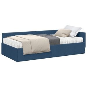 vidaXL Eckbettgestell mit Matratze 2 stk. Blau 80 x 200 cm Stoff