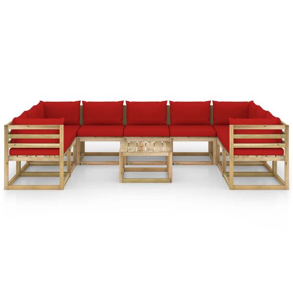 vidaXL 10-tlg. Garten-Lounge-Set mit Kissen Impr&auml;gniertes Kiefernholz