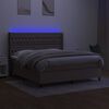 vidaXL Boxspringbett mit Matratze & LED Taupe 160x200 cm Stoff