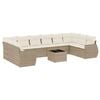 vidaXL 11-tlg. Garten-Sofagarnitur mit Kissen Beige Poly Rattan
