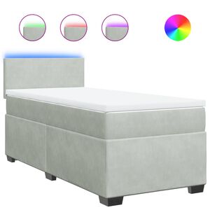 vidaXL Boxspringbett mit Matratze Hellgrau 80x200 cm Samt